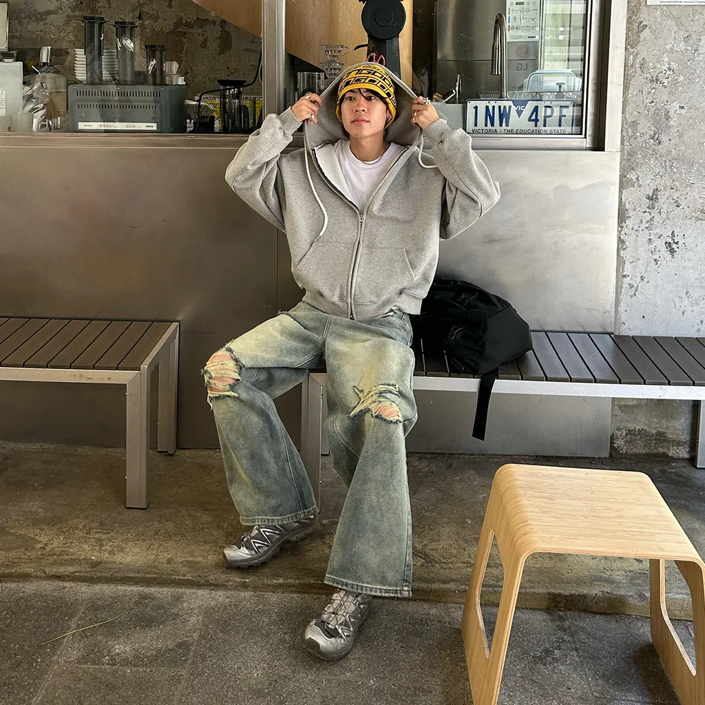 ヴィンテージスリットダメージデニムパンツ