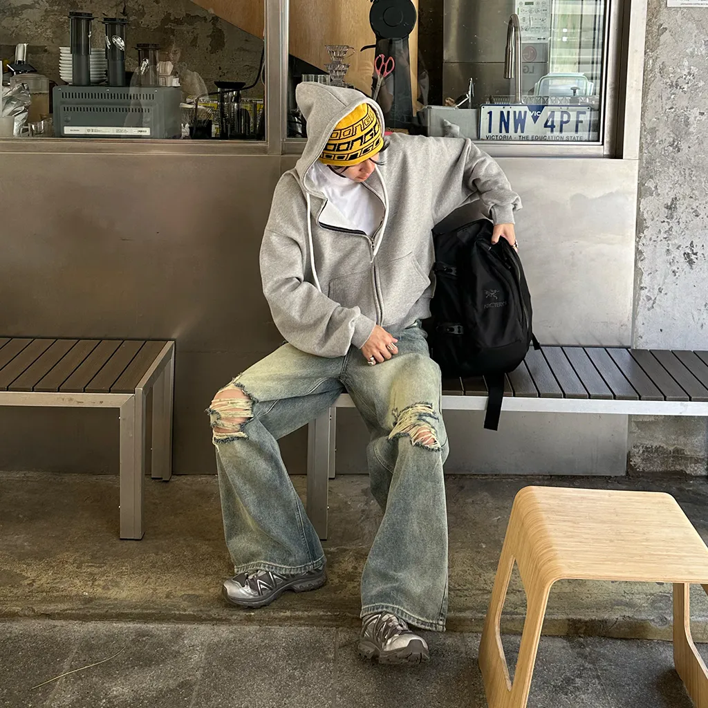 ヴィンテージスリットダメージデニムパンツ