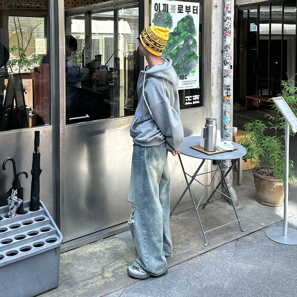 ヴィンテージスリットダメージデニムパンツ