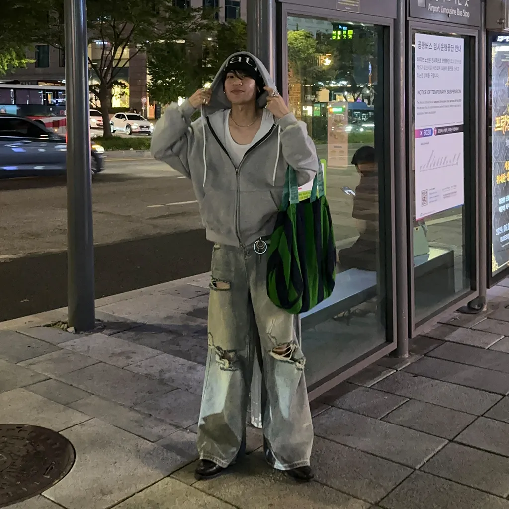ヴィンテージスリットダメージデニムパンツ