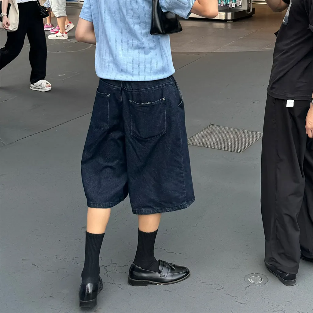ワイドタック入りハーフスラックスパンツ