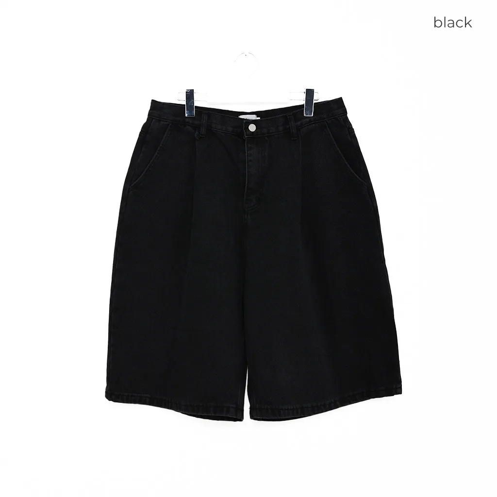 ワイドタック入りハーフスラックスパンツ