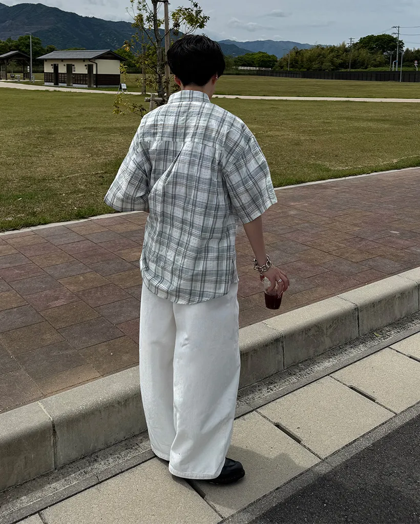（ユニセックス）ウエストストリングワイドコットンパンツ