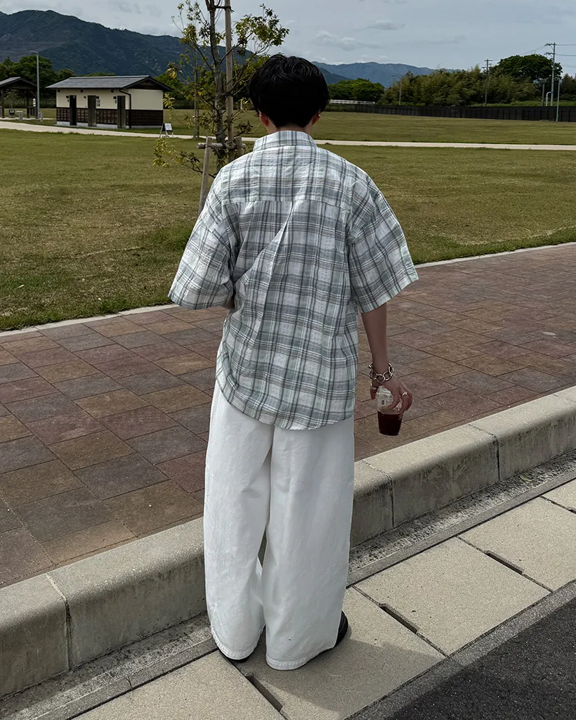 （ユニセックス）ウエストストリングワイドコットンパンツ