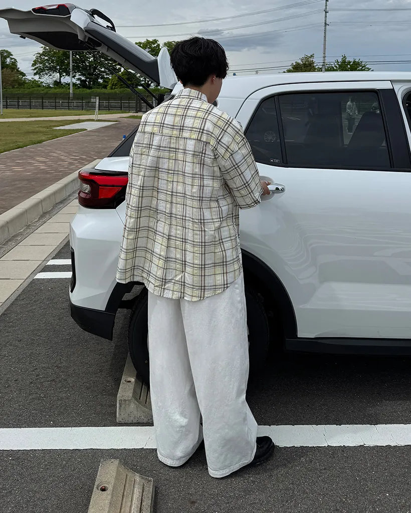 （ユニセックス）ウエストストリングワイドコットンパンツ