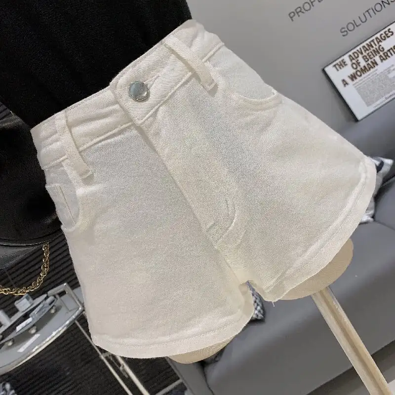 ボトムス デニムパンツ 2色展開 ショート丈 リボン ブルー ホワイト