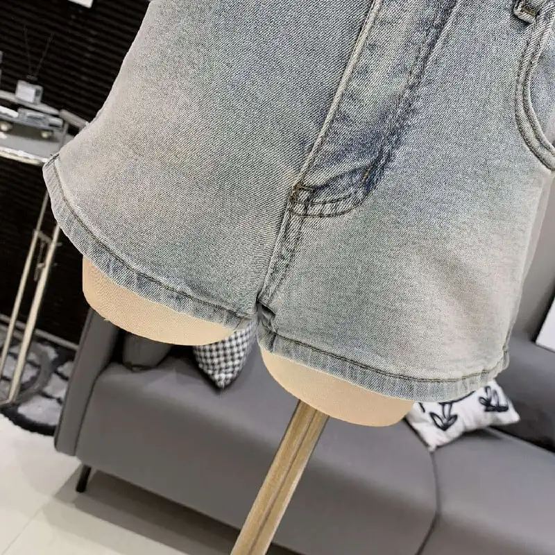 ボトムス デニムパンツ 2色展開 ショート丈 リボン ブルー ホワイト