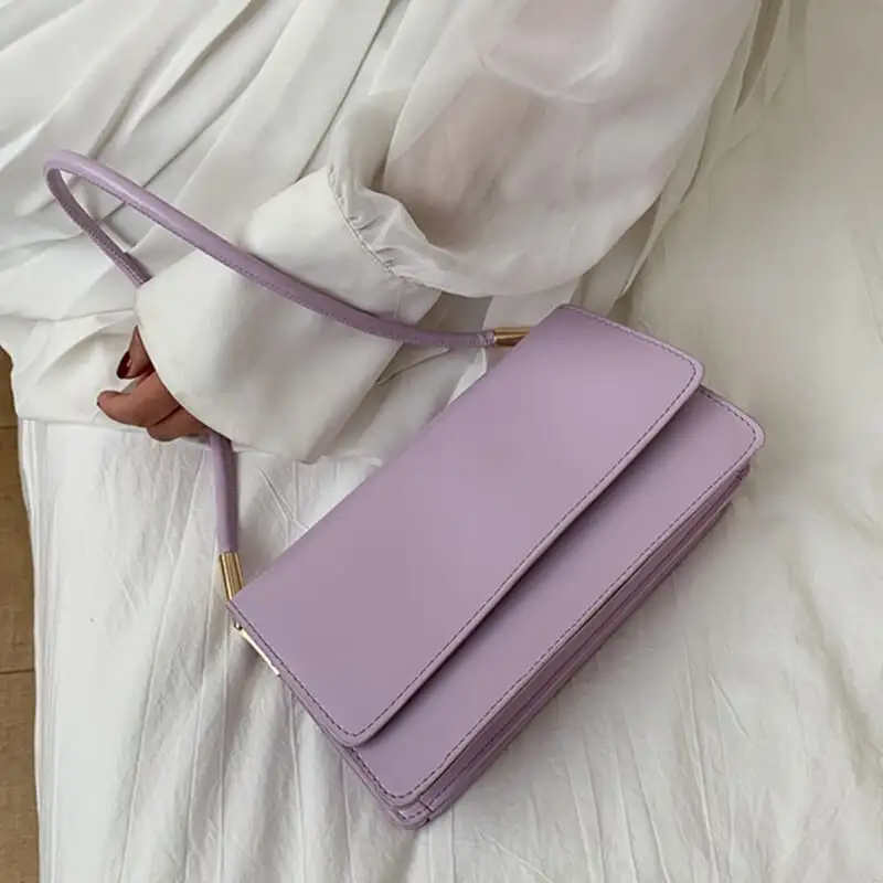 ショルダーバッグ チェーンバッグ PU 通勤 無地 可愛い 綺麗め おしゃれ ブラック ホワイト パープル ダークベージュ