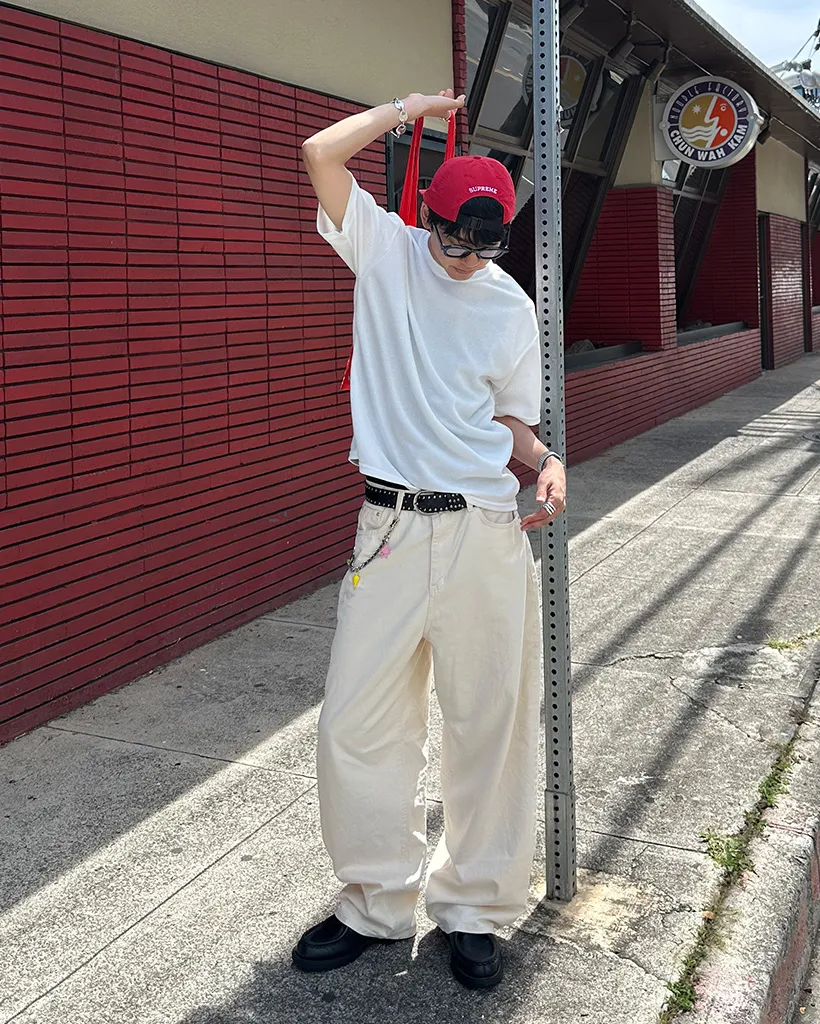 （ユニセックス）コットンワイドパンツ