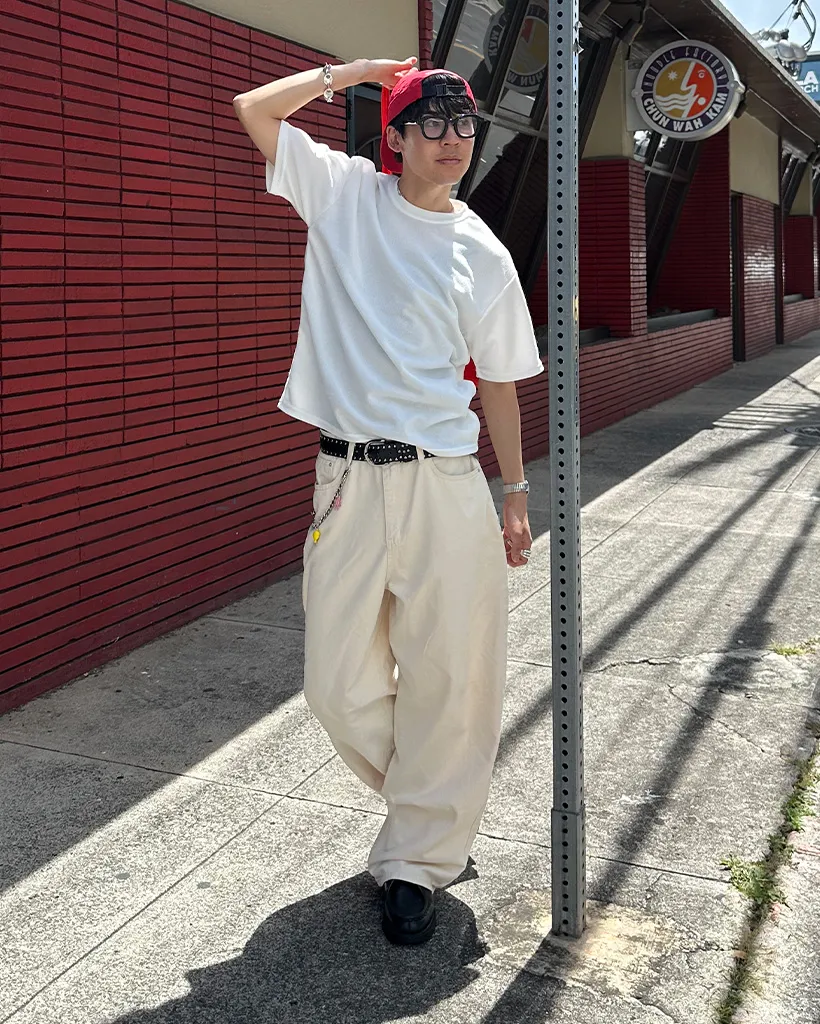 （ユニセックス）コットンワイドパンツ