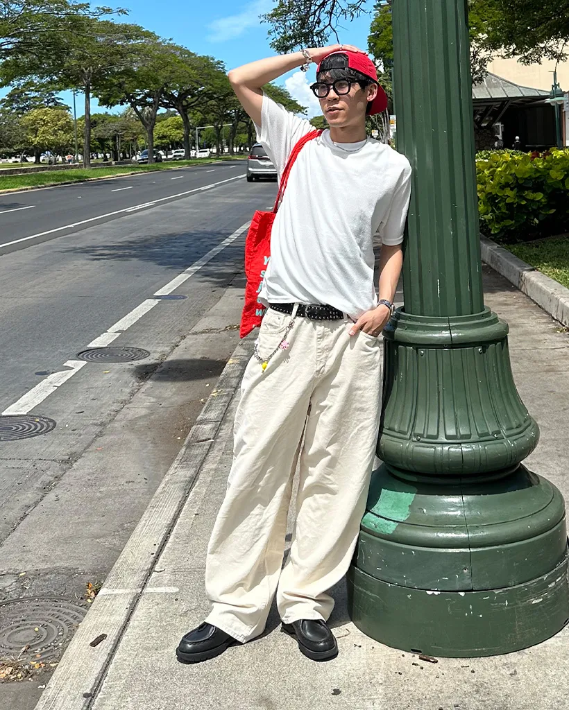 （ユニセックス）コットンワイドパンツ