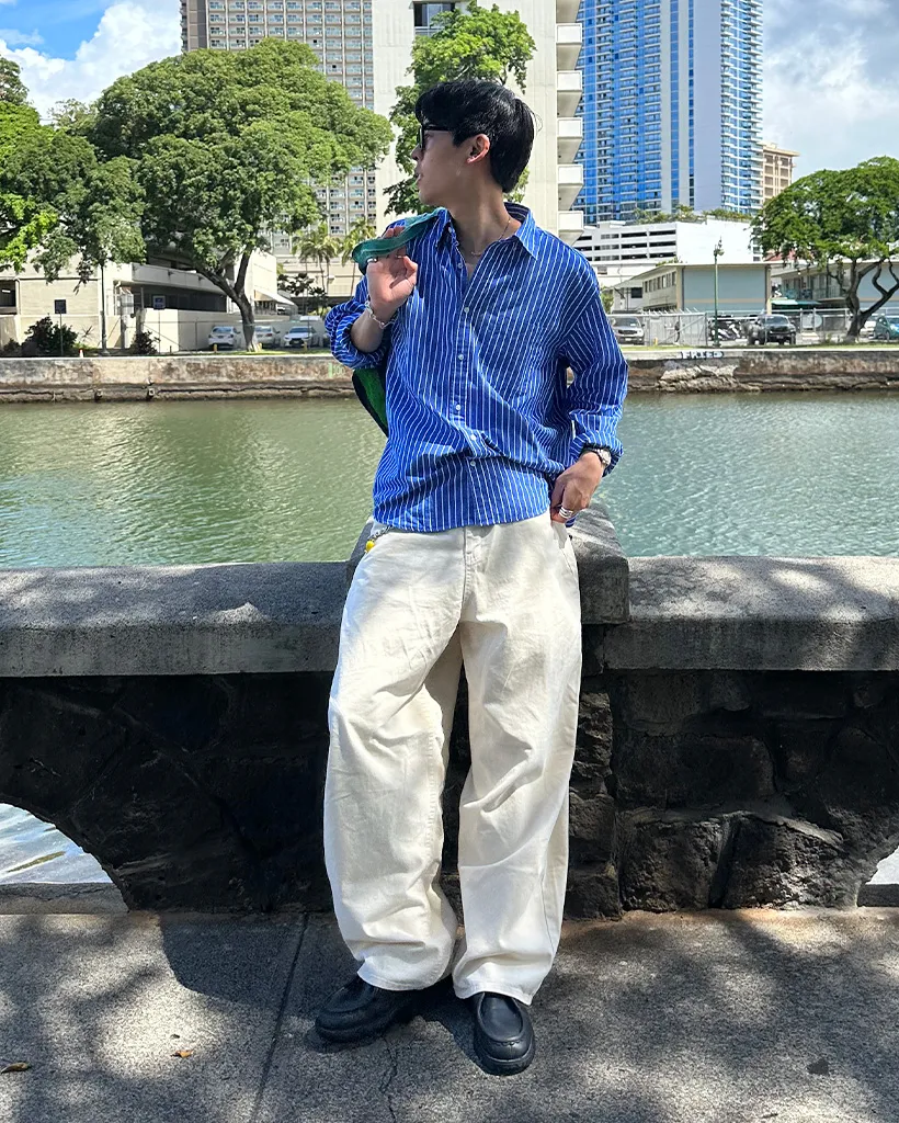 （ユニセックス）コットンワイドパンツ