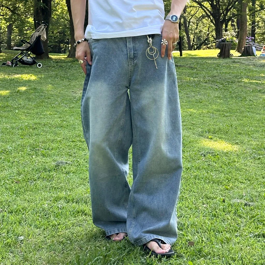 [秋再入荷](ユニセックス) ウォッシュライトデニムパンツ