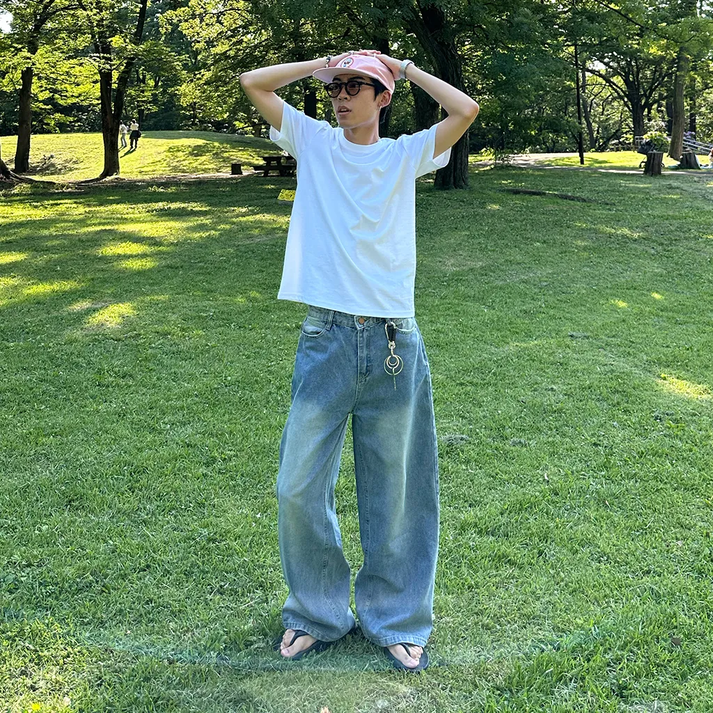 [秋再入荷](ユニセックス) ウォッシュライトデニムパンツ
