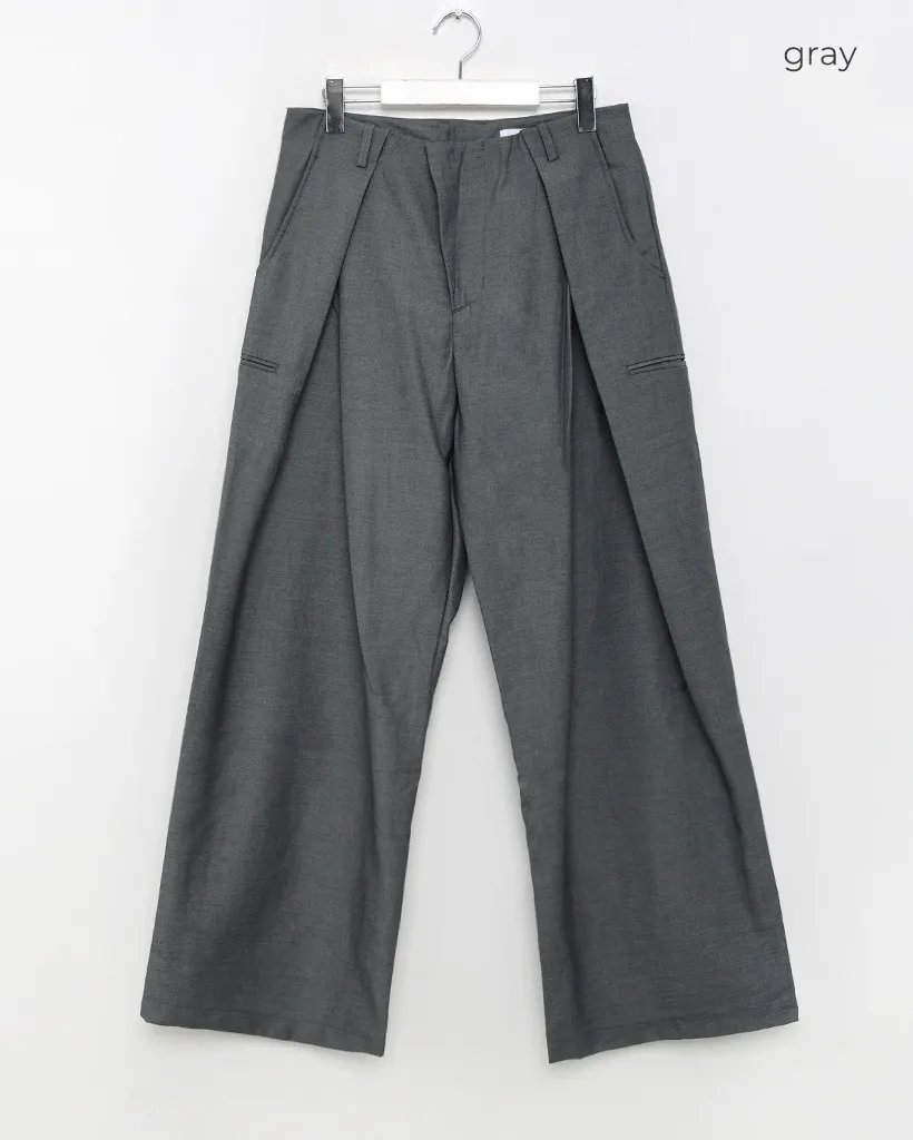 [秋再入荷](unisex) ダブルウエストユニークワイドスラックス