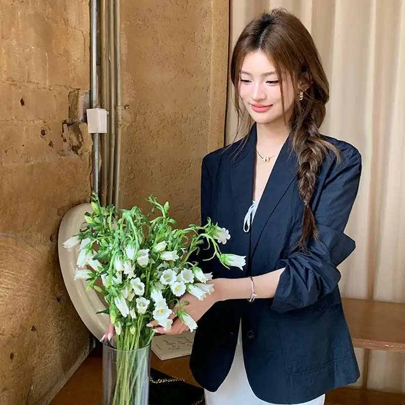 アウター ジャケット 長袖 スーツ 流行兆し ダークブルー