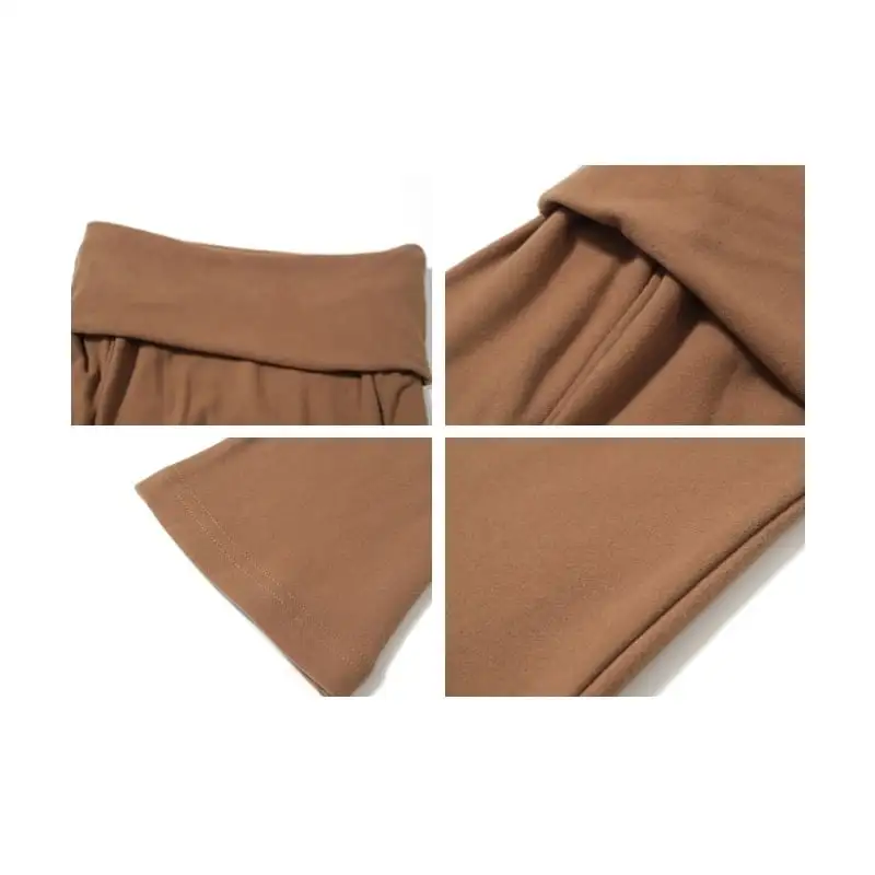 ボートネックデザイン スリット 無地 ブラウン ワンピース