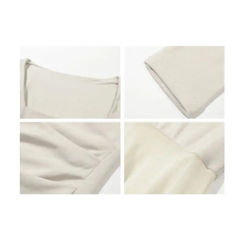 スクエアネック フィッシュテール メッシュ ベージュ ワンピース