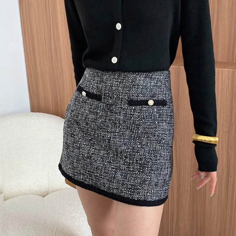 スカート ミニ丈 配色 気質溢れる ボトムス