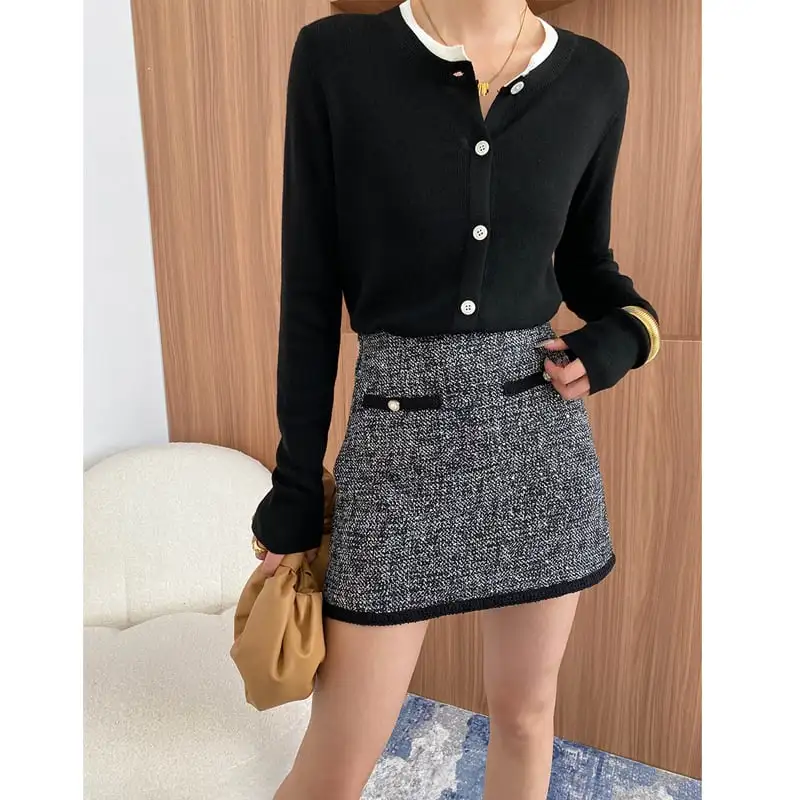 スカート ミニ丈 配色 気質溢れる ボトムス