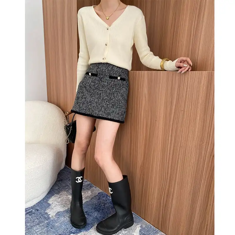 スカート ミニ丈 配色 気質溢れる ボトムス