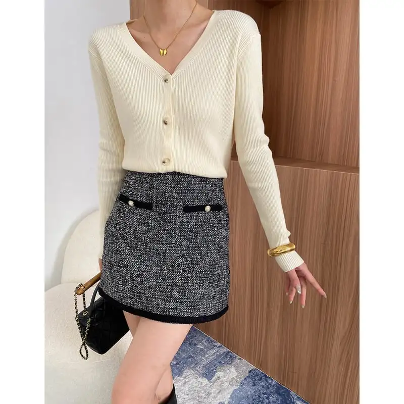 スカート ミニ丈 配色 気質溢れる ボトムス