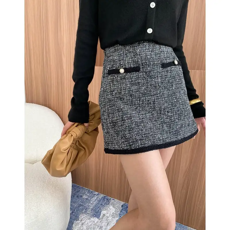 スカート ミニ丈 配色 気質溢れる ボトムス