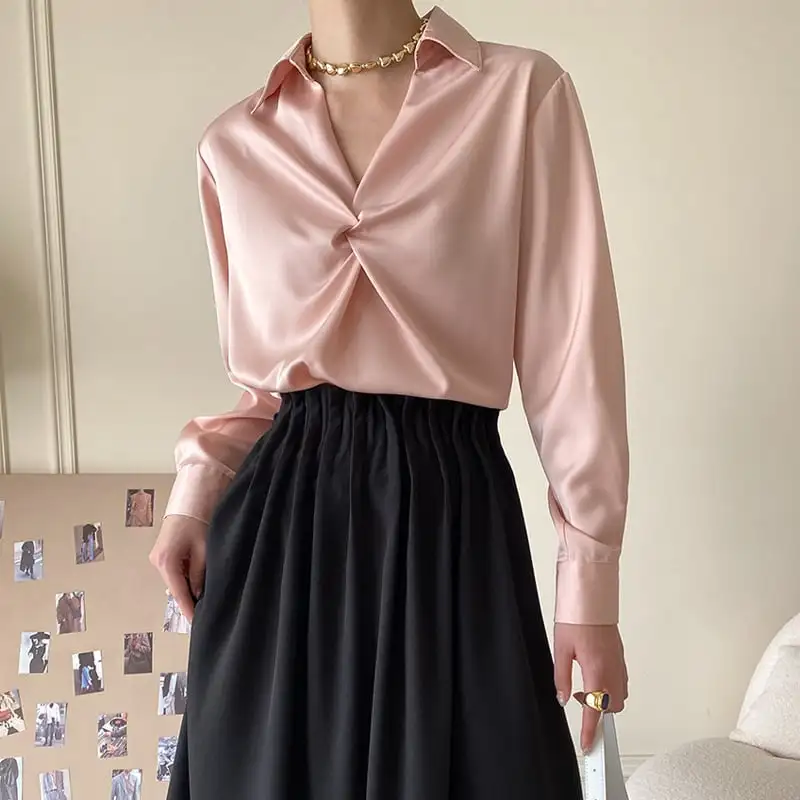 シャツ ３色展開 長袖 デザイン感 無地 トップス