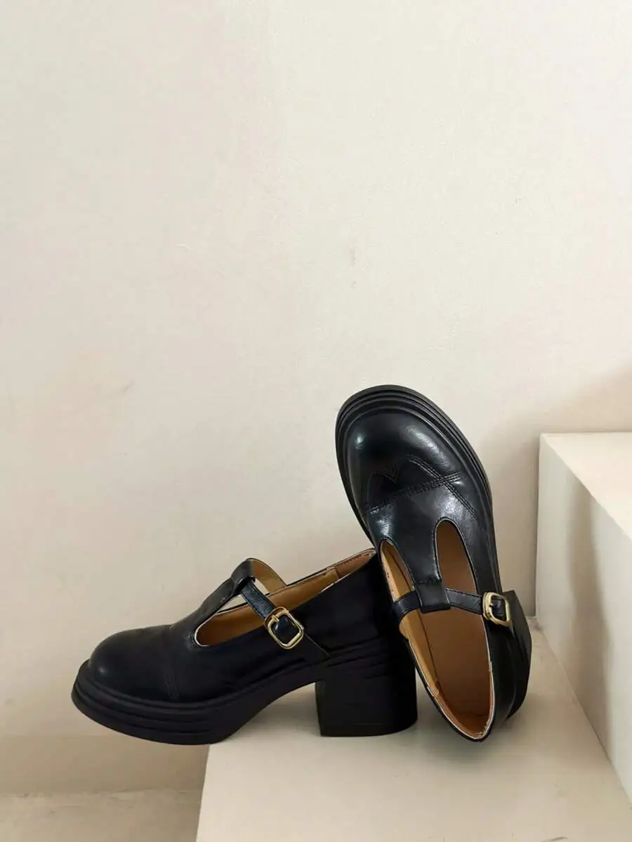 パンプス ローファー ウェッジヒール 防水 金属バックル 刺繍   通勤 シューズ