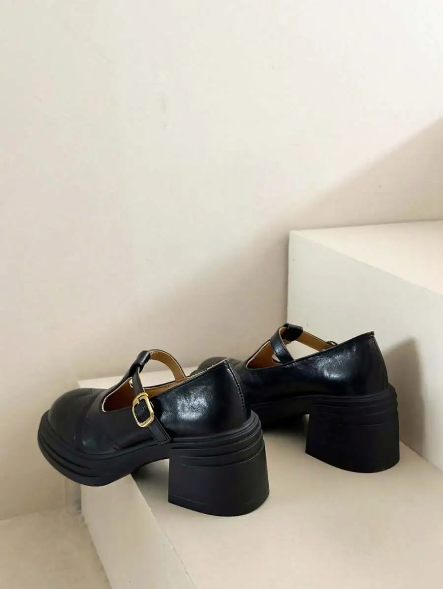 パンプス ローファー ウェッジヒール 防水 金属バックル 刺繍   通勤 シューズ