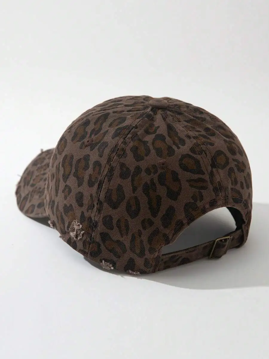 レディース ラインストーン入り ちょう結びレオパード柄 キャップ