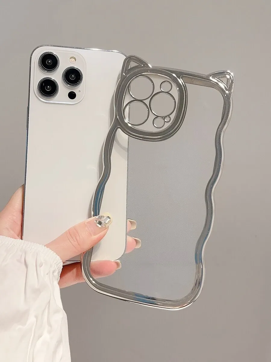 スタイリッシュ 電気メッキ シルバー 厚手 落下防止 TPU 防水 耐衝撃 傷防止 スマホケース