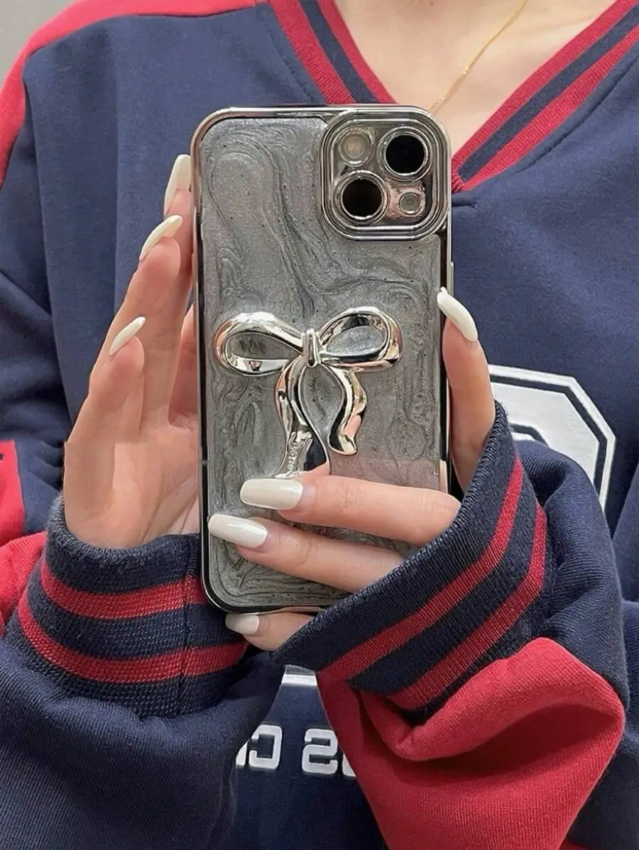 蝶結び電気メッキ フルカバー 耐衝撃ケース 女性用 防水 落下防止 傷防止 スマホケース