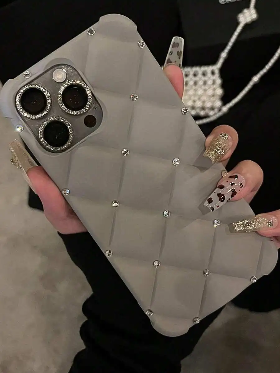 ラグジュアリー グリッター キルティング 光沢ストラップ付き ケース