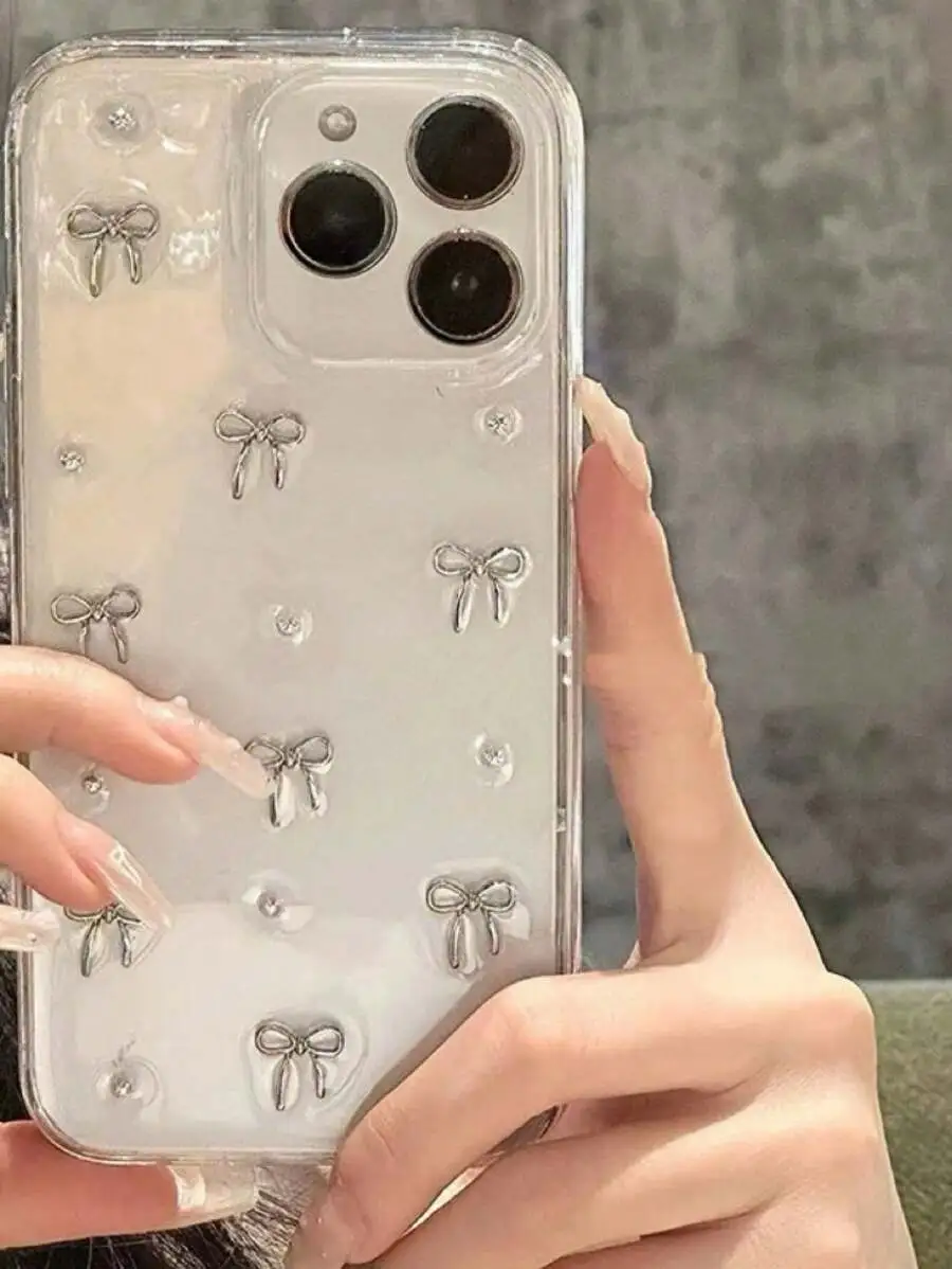 シンプル リボン 透明 スマホケース