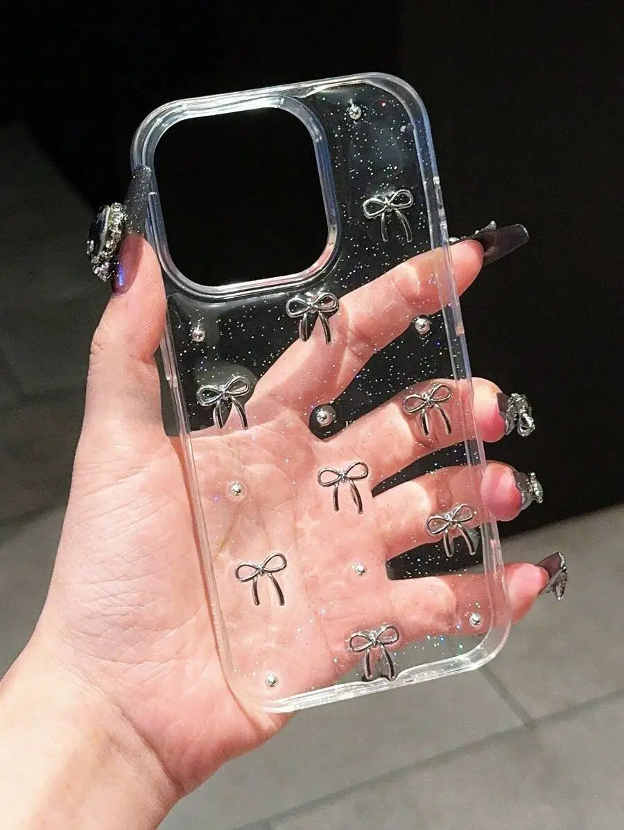 シンプル リボン 透明 スマホケース