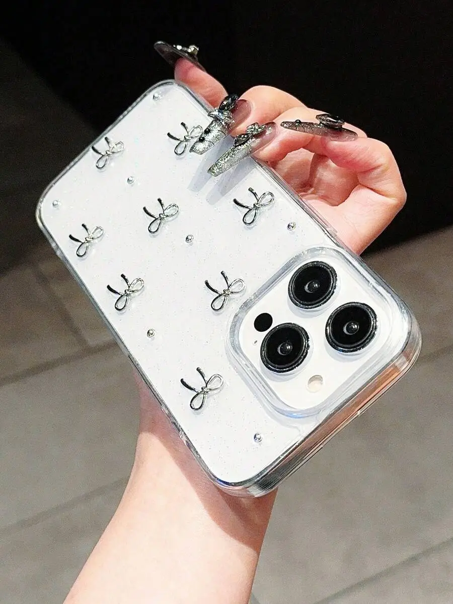 シンプル リボン 透明 スマホケース