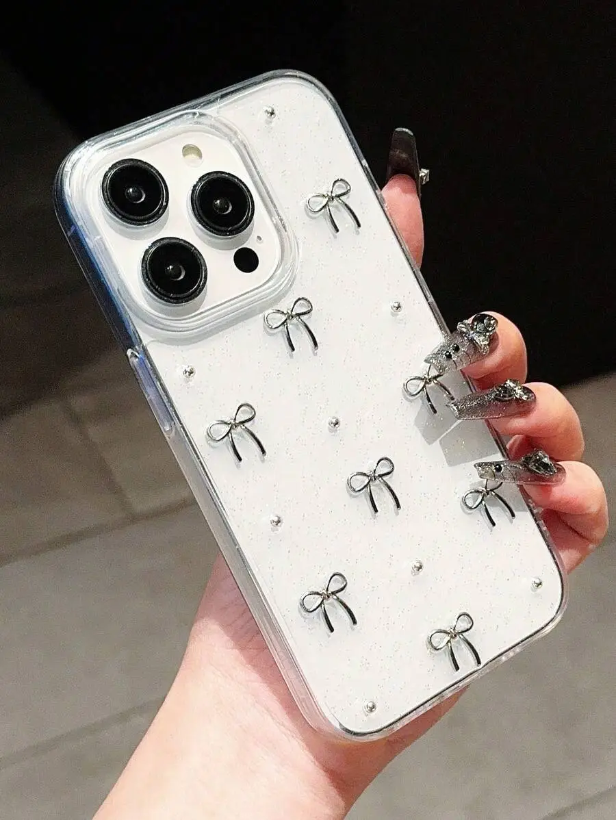 シンプル リボン 透明 スマホケース