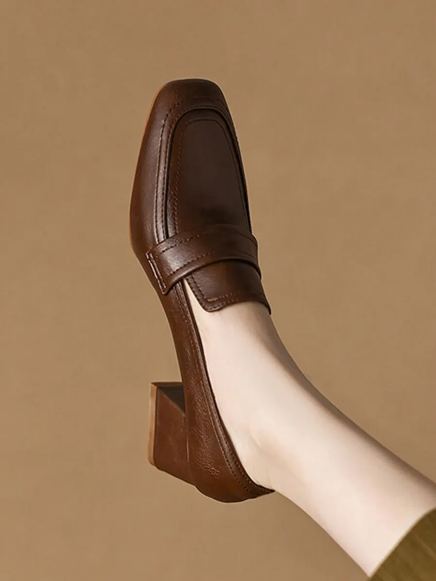 スクエアトゥ チャンキーヒール ソフトソール 仕事 エレガント カジュアルシューズ