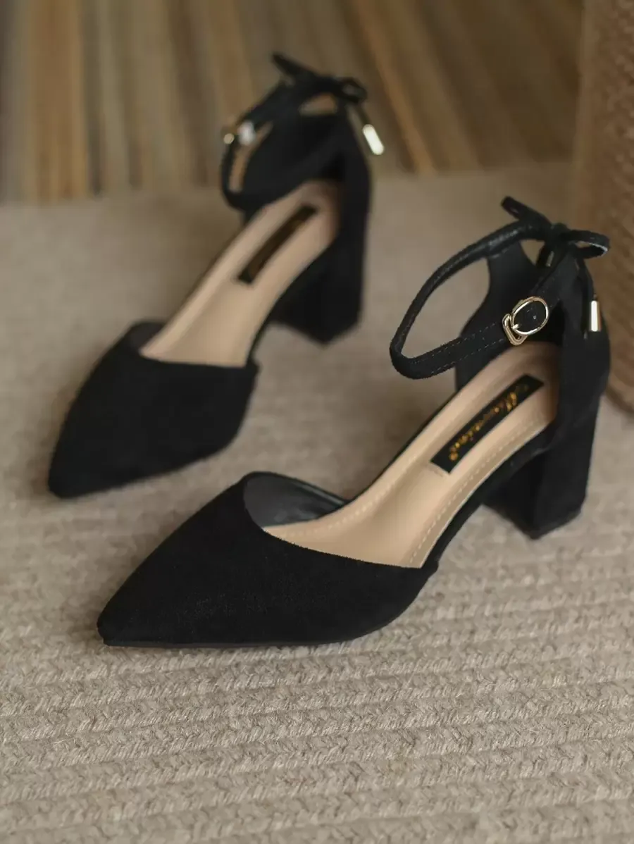 ハイヒール 尖った つま先 スエード 通勤 エレガント パンプス