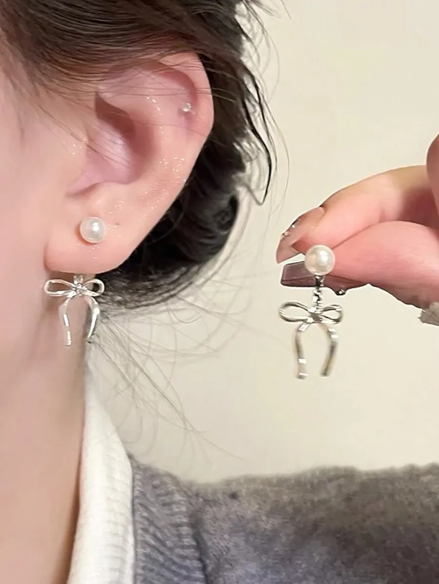 おしゃれ リボン付き イヤースタッド