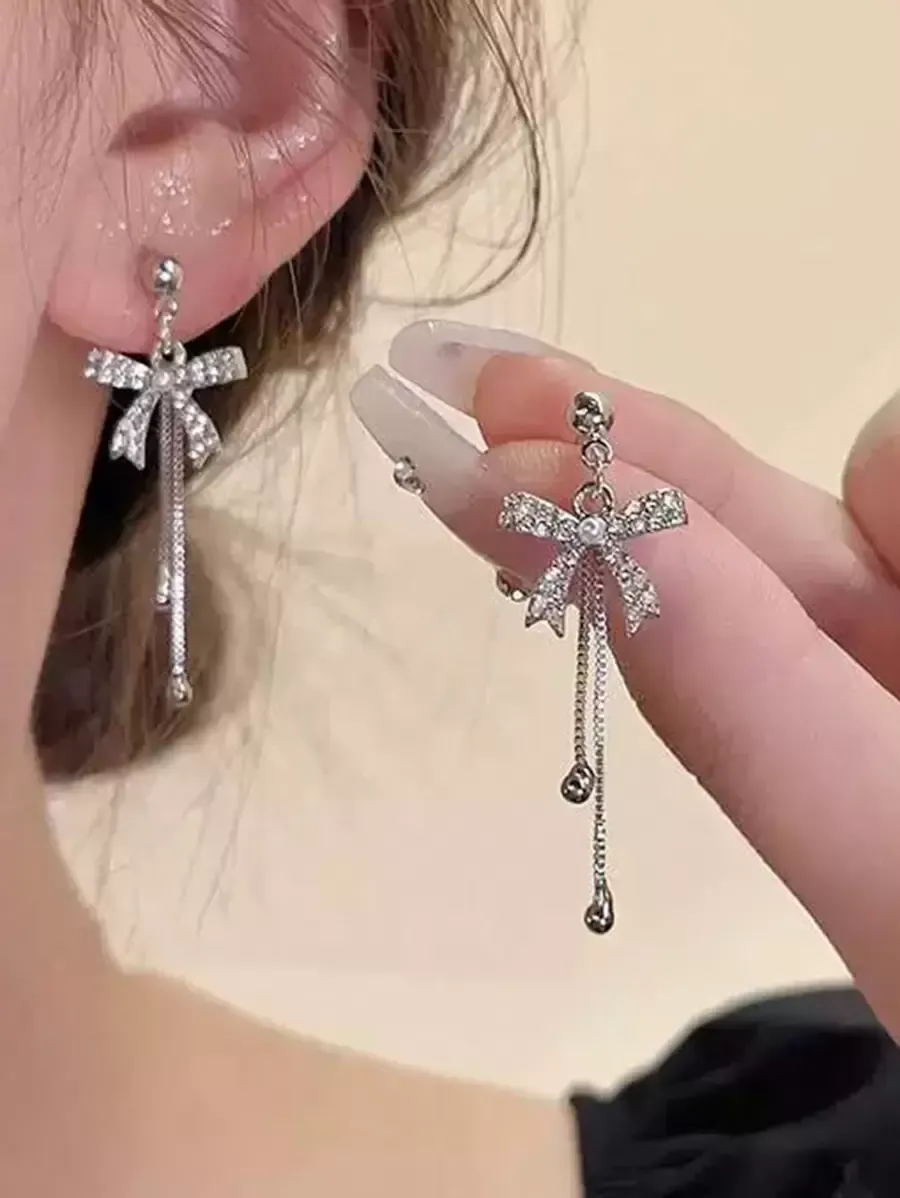 優雅 素敵 1ペア バタフライタッセル クリスタル ピアス