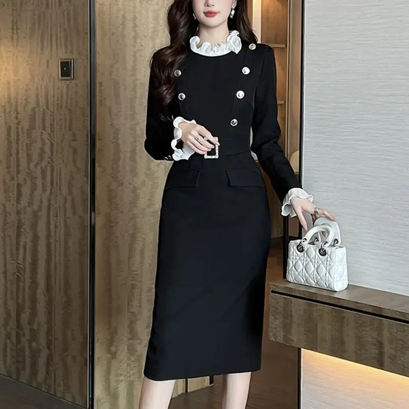 ワンピース OL/フォーマル ダブルブレスト ペプラム