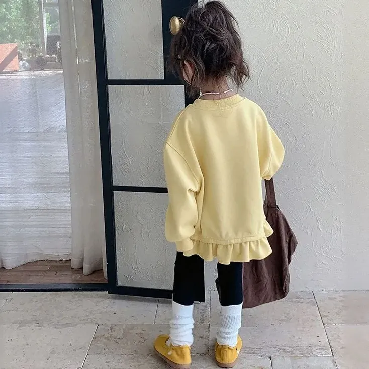 【100-150cm】超かわいい 主役級 スウィート 無地 刺繍 切り替え 幼児 子供服 女の子 春秋 パーカー トップス