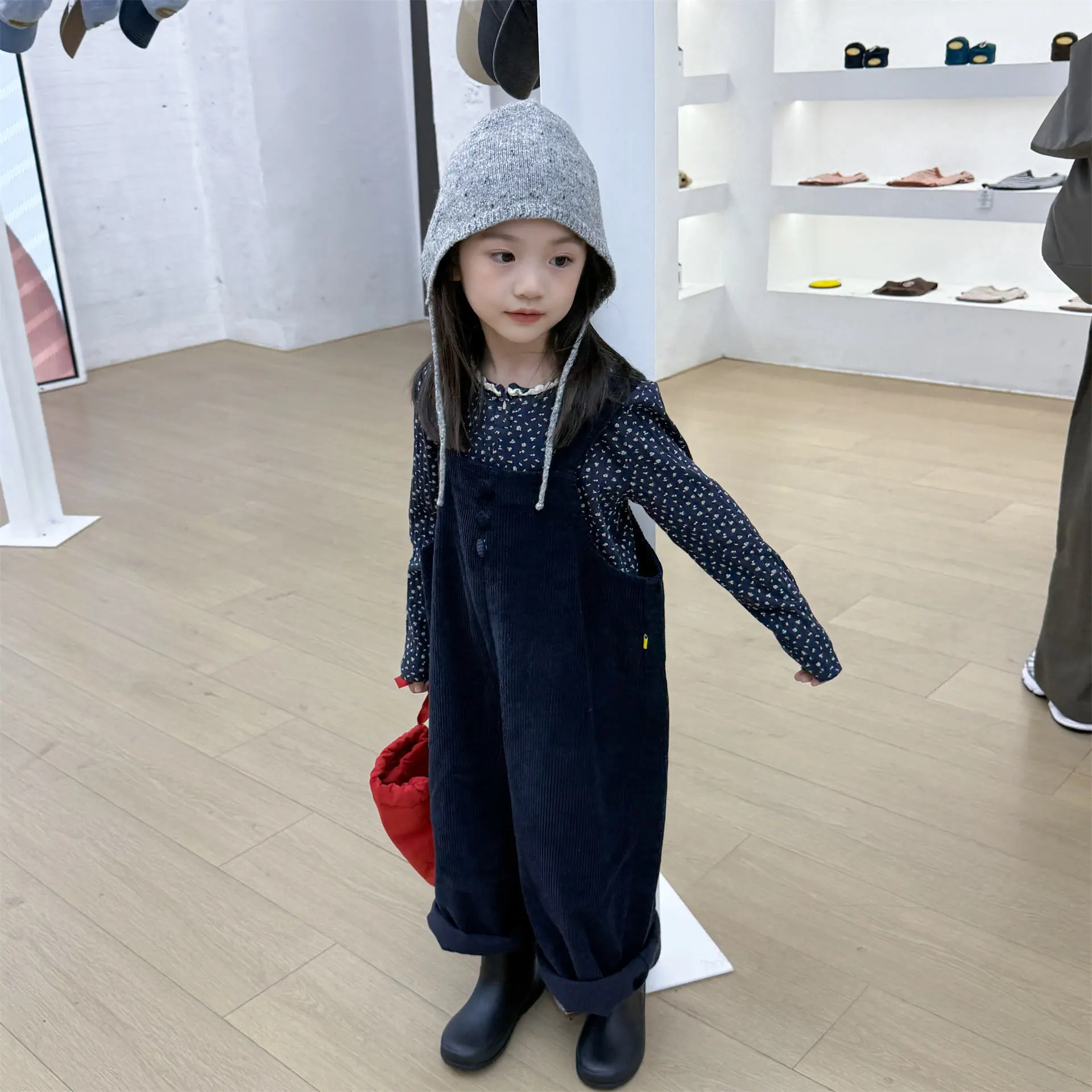 【80-130cm】2色選べる 韓国系 レトロ 人気 大人可愛い 子供服 女の子 春秋 コーデュロイ サロペット ボトムス