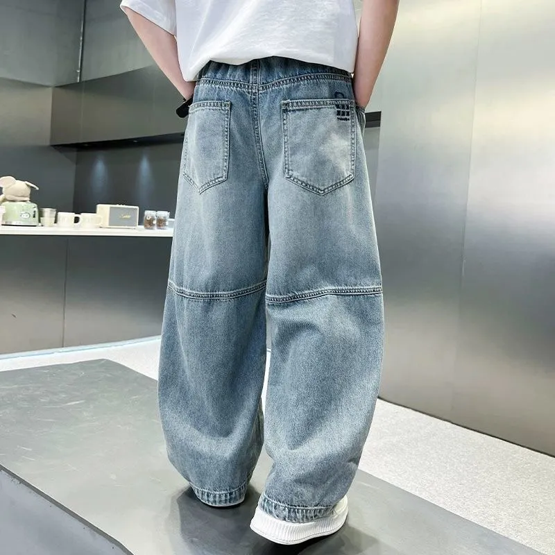 【120-170cm】ストリート 無地 ポケット付き 男の子 デニム パンツ ボトムス