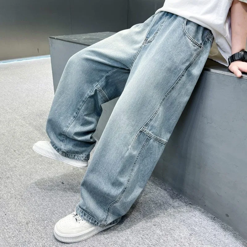 【120-170cm】ストリート 無地 ポケット付き 男の子 デニム パンツ ボトムス