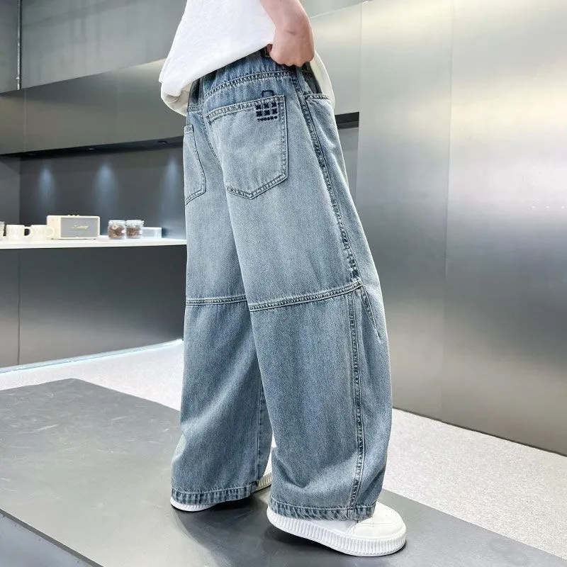 【120-170cm】ストリート 無地 ポケット付き 男の子 デニム パンツ ボトムス