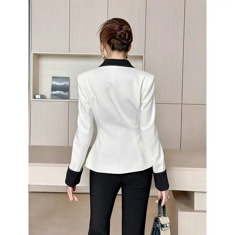 アウター スーツ 配色 ダブルブレスト フェミニン 長袖