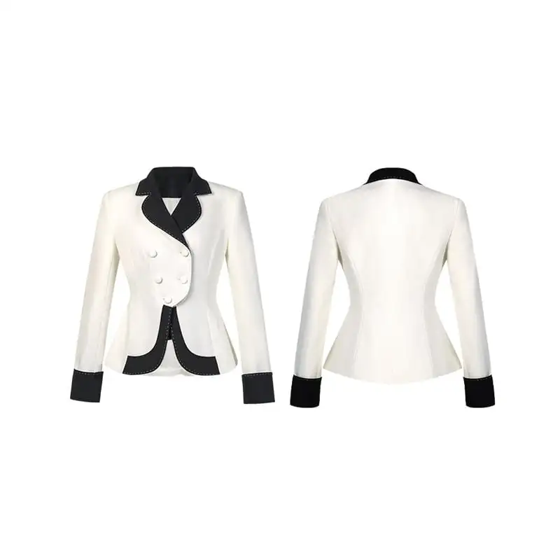 アウター スーツ 配色 ダブルブレスト フェミニン 長袖